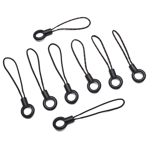 Cordón Trenzado de Nailon Negro Minimalista Con Conector de Anillo Acrílico para Cadena de Teléfono Llavero Bolsa Joyería Hecha a Mano Bricolaje