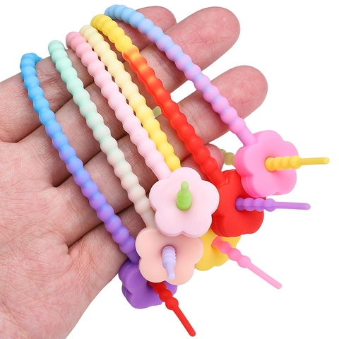 Gradient Silicone Plum Blossom Tie For DIY Handmade Keychain Pendant Bag Charm Cable Organizer Accessories For Women Children