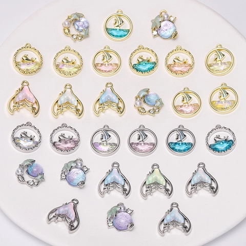 Marine Theme Alloy Charms Starfish Shell Whale Mermaid Tail Pendants For DIY Necklace Bracelet Jewelry Making Accessories