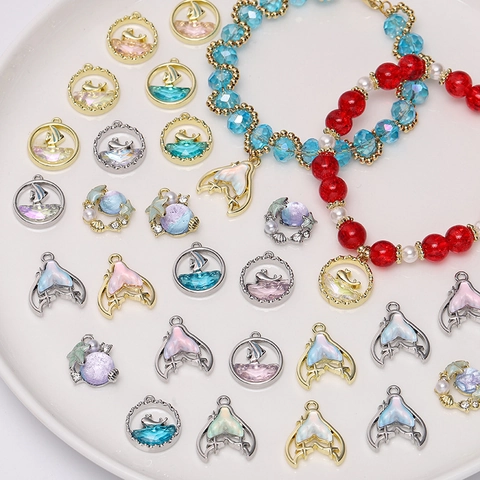 Marine Theme Alloy Charms Starfish Shell Whale Mermaid Tail Pendants For DIY Necklace Bracelet Jewelry Making Accessories
