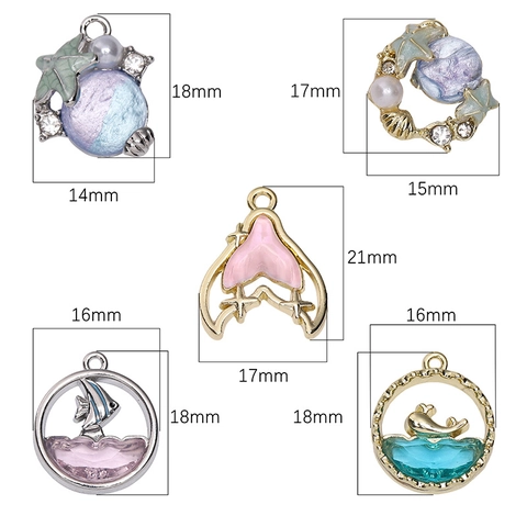 Legering Glas Oceaan Hanger Bedels Zeester Walvis Meermin Staart Schelp Voor DIY Sieraden Maken Armband Ketting Accessoires