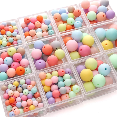 Acryl Matte Runde Perlen Für Schmuckherstellung DIY Handwerk Macaron Mischfarben Handwerk Zubehör Multi Größe Lose Perlen