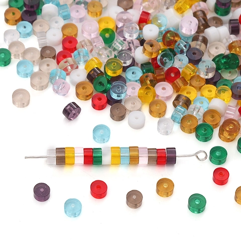 Colorful Glass Rondelle Beads Transparent Translucent Disc Spacer Beads For DIY Bracelet Necklace Jewelry Making Handmade Accessories