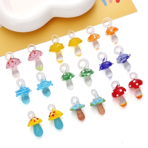 Ciondoli a Fungo in Vetro Lampwork per Creazione Gioielli Fai da Te Ciondoli a Fungo in Vetro Colorato Con Gancio per Collana Braccialetto
