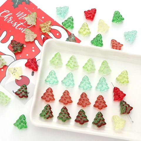 Cuentas de Vidrio Árbol de Navidad Accesorios Joyería DIY para Collar Pulsera Cadena Teléfono Ornamento Festivo Regalo Niños Colores Múltiples