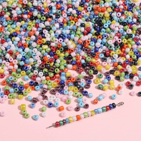 Colorful Oil Glazed Glass Seed Beads DIY Jewelry Making Round Loose Beads For Bracelet Necklace Handmade Crafting Accessories