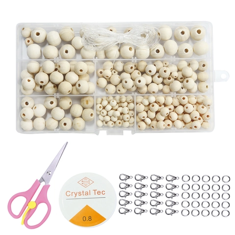 Natürliche Lotos Holzperlen Set Für Schmuckherstellung DIY Handwerk Armband Halskette Runde Zwischenperlen Mit Kunststoffbox Elastikschnur