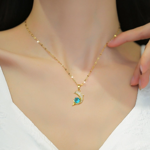 Collane Da Donna In Acciaio Inossidabile Con Motivo A Nuvola Arcobaleno A Forma Di Conchiglia Sfera Testurizzata Onda Perla Di Bambù Luna Cosmo Celeste Geometriche