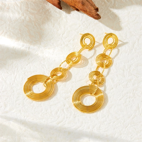 Boucles d'Oreilles Pendantes Géométriques en Acier Inoxydable pour Femmes Boucles d'Oreilles Longues à Gland Plaquées Or Bijoux de Mode Cadeau