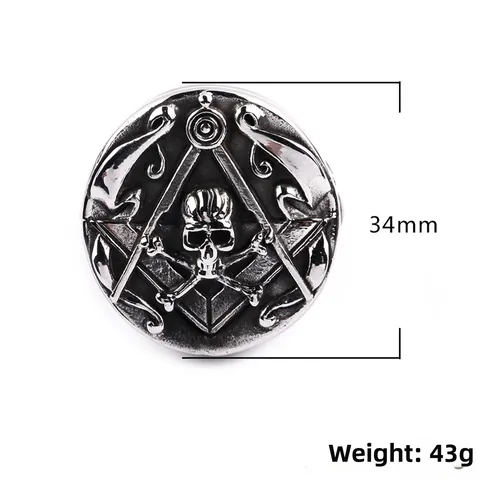 Anillo Gótico de Acero Inoxidable para Hombre con Calavera Símbolo Masónico Anillo de Sello Tallado Joyería Punk Rock Retro