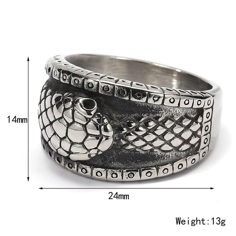 Vintage Stainless Steel Snake Ouroboros Ring For Men Punk Gothic Hip Hop Animal Scale Pattern Band Ring Men Jewelry Accessory
