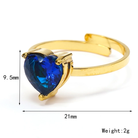 Titanstahl Bunter Herz Zirkonia Offener Ring Für Damen Eleganter Leichter Luxus Verstellbarer Goldbeschichteter Herz Edelstein Fingerring Schmuck