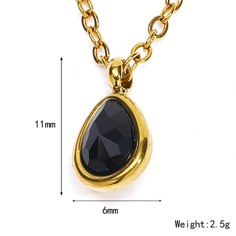 Collier Pendentif Goutte d'Eau en Acier Inoxydable Strass Coloré pour Femme Elégant Douce Chaîne de Clavicule Réglable Bijoux
