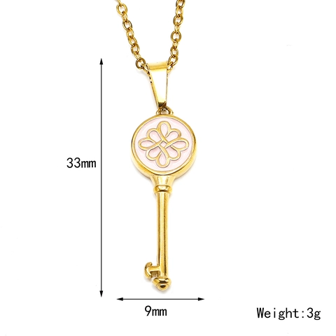Minimalistische Titanium Staal Sleutel Hanger Ketting Voor Vrouwen Lichte Luxe Verguld Kleurrijk Emaille Bloem Sleutelbeen Ketting Sieraden