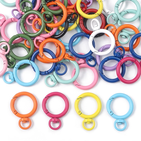 Bunte Legierung Lack Schwenkbar Federring Schnalle Für DIY Schlüsselanhänger Schmuck Runde Tasche Hängen Anschlüsse Zubehör