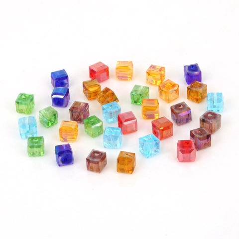 Colorful Glass Crystal Cube Loose Beads Faceted Square Spacer Beads For DIY Jewelry Making Bracelet Necklace Handcraft Material