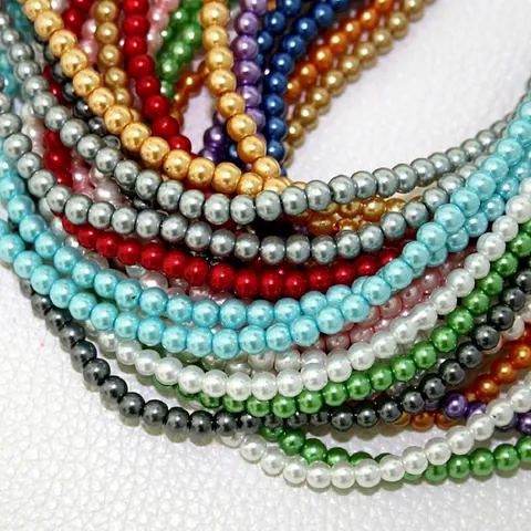 Electroplated Glass Artificial Pearl Loose Beads For Jewelry Making DIY Round Smooth Perforated Round Spacers Beads Accessory