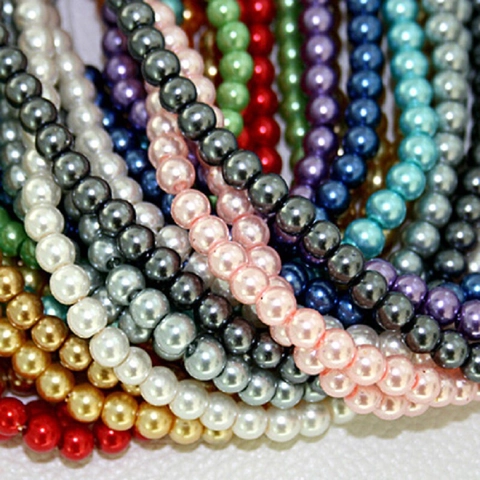 Colorful Glass Artificial Pearl Loose Beads For DIY Jewelry Making Bracelet Necklace Handmade Accessories Round Beads