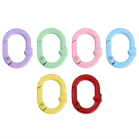 Alloy Heart Spring Buckle Oval Snap Hook Painted DIY Keychain Accessories Bag Pendant Connector Jewelry Finding