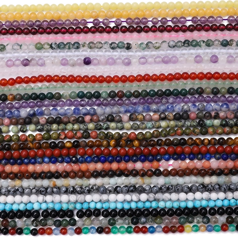 Natural Stone Round Loose Beads Strands For DIY Jewelry Making Bracelet Necklace Earring Material Polished Small Beads