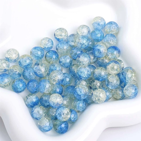 Perles Rondes en Verre Craquelé 10mm Motifs Mixtes Bicolores Pour la Fabrication de Bijoux Bracelets Colliers DIY Accessoires Artisanat