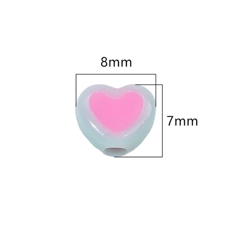 Acryl Zweifarbige Herzförmige Lose Perlen Für DIY Schmuckherstellung Armbänder Halsketten Kunsthandwerk Macaron Kontrastfarbe Perlen