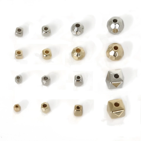 DIY Jewelry Making Materials Electroplated Plastic CCB Spacer Beads Geometric Square Faceted Ball Loose Beads For Accessories