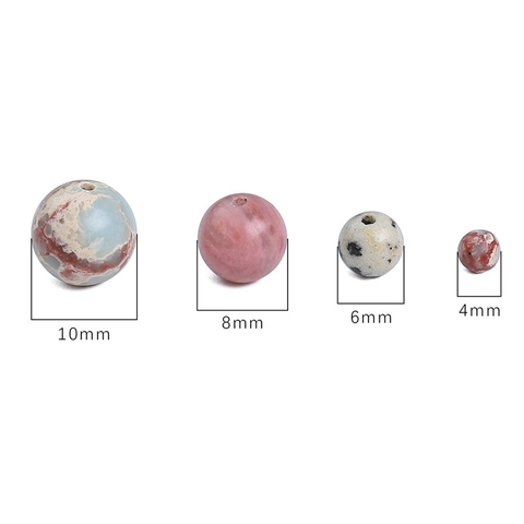 Natural Round Stone Beads For DIY Jewelry Making Dalmatian Jasper Rhodochrosite Zebra Pattern Polished Loose Spacer Beads