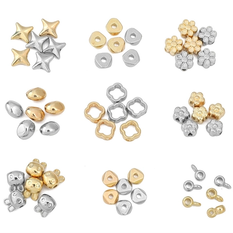 DIY Jewelry Making CCB Plastic Spacer Beads Star Flower Rabbit Cross Geometric Shapes Gold Silver Plated Beads For Crafting