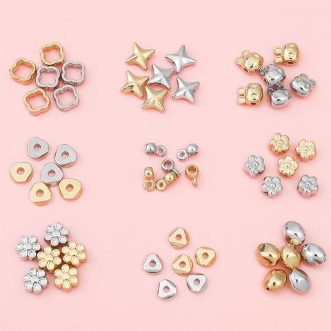 DIY Plastic CCB Beads Star Clover Rabbit Shape Spacer Beads Gold Silver Plated Jewelry Making Accessories For Bracelet Necklace