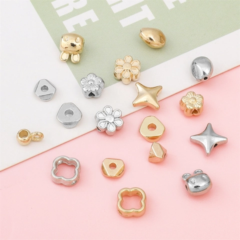 Perles d'Espacement en Plastique CCB Or Argent Étoile Fleur Lapin Forme Perles Amples Perforées Pour Accessoires de Bijoux DIY