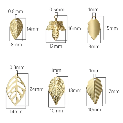 14K Gold Plated Copper Leaf Pendants For Jewelry Making DIY Maple Leaf Hollow Leaf Textured Botanical Charms For Jewelry DIY