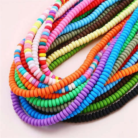 Perles Heishi en Pâte Polymère Multicolore Rondes Plates Perles d'Espacement pour DIY Bracelet Collier Création de Bijoux Fil Artisanal
