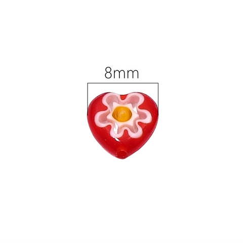 Herzförmige Millefiori Glasperlen Blumenmuster Handgefertigte Lose Perlen Für DIY Schmuckherstellung Armband Halskette Zubehör