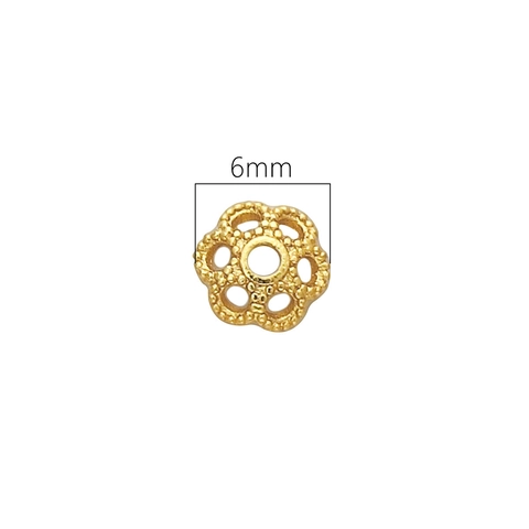 Coupelles de Perles en Cuivre Plaqué Or 18K Fleur Ajourée Rétro Or Antique Accessoires de Bijouterie DIY