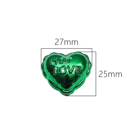 Electroplated Acrylic Heart Shaped Loose Beads With Letters For DIY Jewelry Making Metallic Texture Heart Beads Christmas Decor