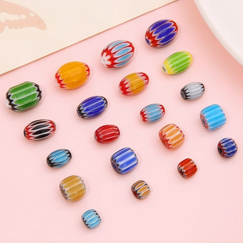 Handgefertigte Millefiori Glasperlen Nepalesischer Stil Ovale Lose Perlen Für DIY Schmuckherstellung Armband Halskette Zubehör