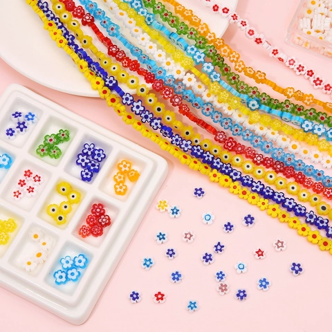 Millefiori Flower Lampwork Glass Beads Retro Colorful Loose Spacer Beads For DIY Jewelry Making Necklaces Bracelets