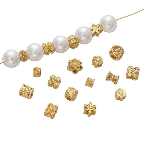 Antique Copper Spacer Beads Flower Snowflake Butterfly Patterns Hollow Gold Plated DIY Jewelry Making Accessories For Bracelets Necklaces