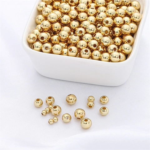 Copper Round Spacer Beads Gold And Silver Plated Loose Beads For DIY Bracelet Necklace Jewelry Making Accessories