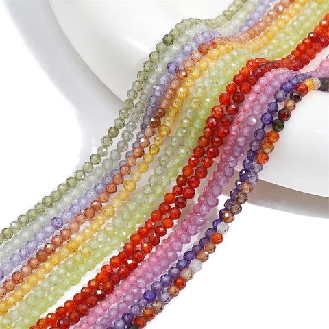 Faceted Zirconia Round Beads Synthetic Crystal Loose Beads Strand For DIY Jewelry Making Bracelet Necklace Accessories