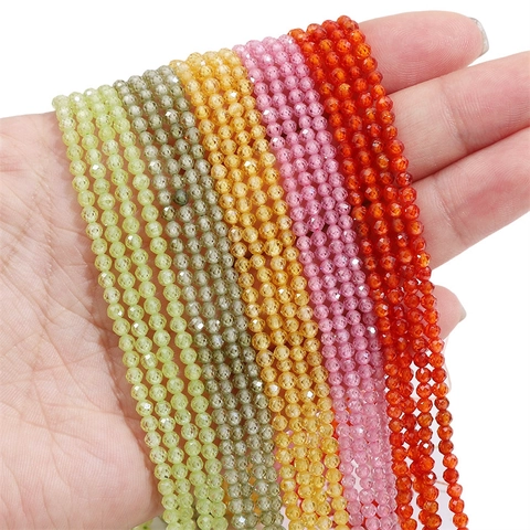 Faceted Zirconia Round Beads Synthetic Crystal Loose Beads Strand For DIY Jewelry Making Bracelet Necklace Accessories