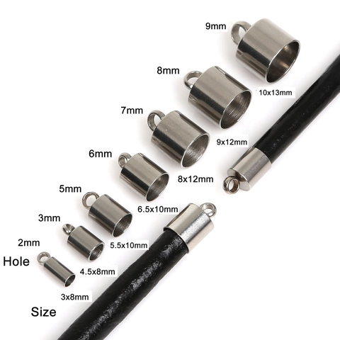 10Pcs Stainless Steel Cord End Caps Tassel Caps Barrel Connectors For DIY Necklace Bracelet Jewelry Making Multiple Sizes