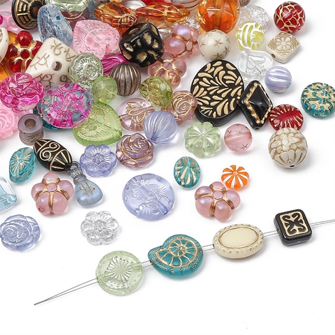 Mixed Style Acrylic Loose Beads Gold Painted Vintage DIY Jewelry Making Materials For Bracelet Necklace Handmade Craft