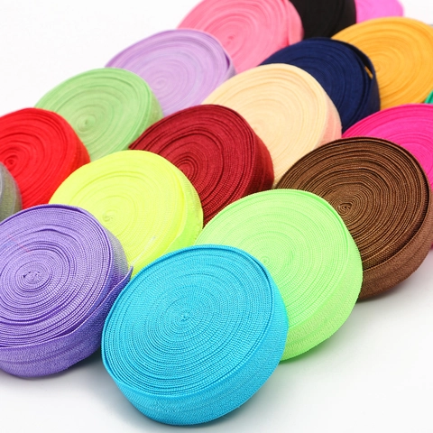 Fold Over Elastic Ribbon Roll For DIY Hair Ties Headbands Sewing Accessories Woven Texture Multi Colors Sewing Supplies