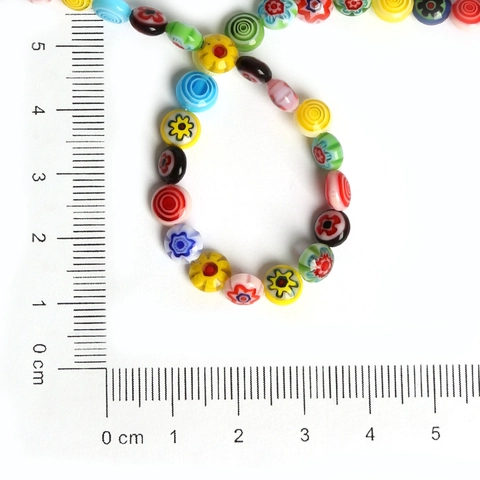 Millefiori Glass Beads Flat Round Disc Flower Pattern Loose Spacer Beads For Handmade DIY Necklace Bracelet Jewelry Making