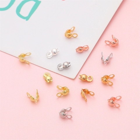 Copper Gold Plated Clamshell Crimp Covers Bead Tips Connectors For DIY Bracelet Necklace Jewelry Making Findings Accessories