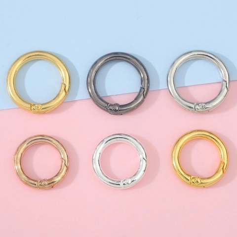 Alloy Metal Spring O-Ring Round Snap Hook Buckle For DIY Keychain Jewelry Making Bag Accessories Gold Silver Gunblack