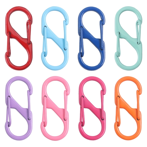 Colorful S-Shaped Alloy Carabiner Double Head Spring Hook Keychain Accessories For DIY Handbag Backpack Connection