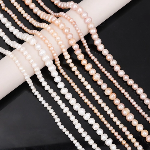 Perles d'Eau Douce Naturelles Perles en Vrac Perforées pour la Fabrication de Bijoux DIY Colliers Bracelets Rose Violet Blanc